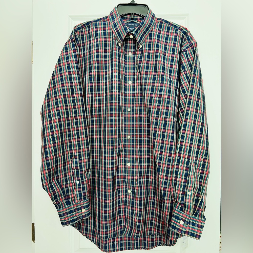 Lands' End Men's Multicolor Plaid Button-Down Shirt